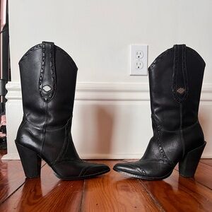 [harley davidson] black leather boots size 5.5